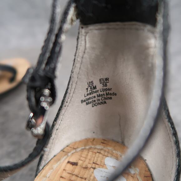 Sam Edelman Shoes Womens 7.5 Sandal Leather Caged Buckle Strappy Low Wedge Donna - Picture 12 of 12